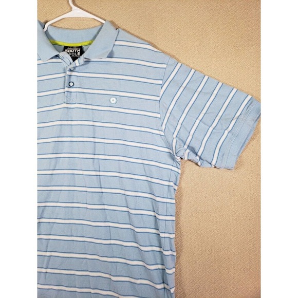 Southpole Shirt Mens 2XL XXL Polo Striped Collared Blue Cotton Button Pullover - Picture 3 of 12